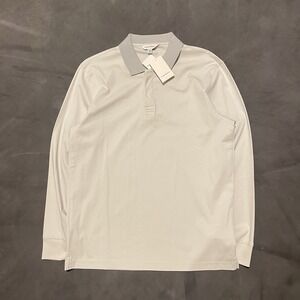 NWT‎ $149 Club Monaco Refined Long Sleeve Polo Tricot  S RT  1/4 Button Up Cream